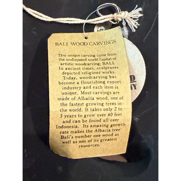 Handcrafted Balinese Wooden Mask Natural Hair Vegan Wall Decor - Picture 5 of 5